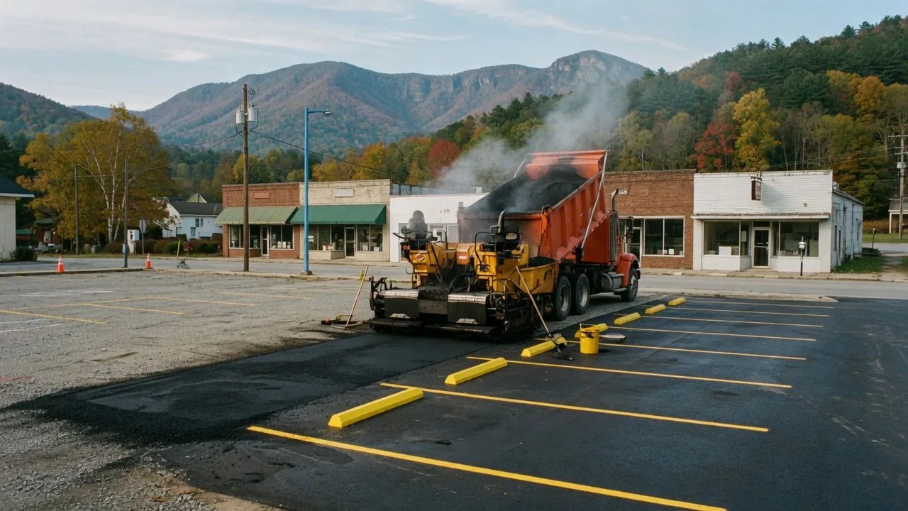 Illustration: a small commercial lot paved and striped